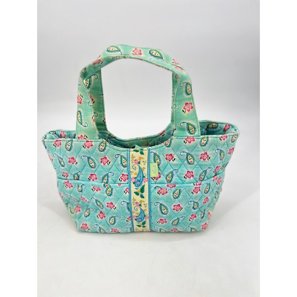 MaggiB by Ganz Turquoise & Green Floral Fabric Draw Handles Handbag